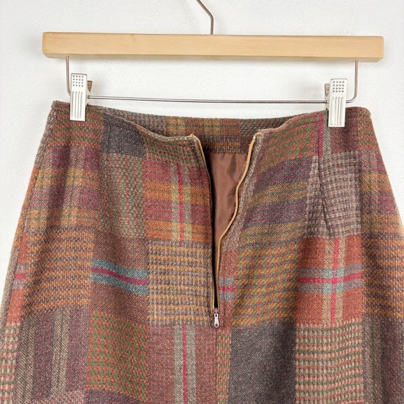 Vintage 90s Brandon Thomas Patchwork Tweed Wool Blend Mini Skirt Sz 26 - Picture 4 of 12